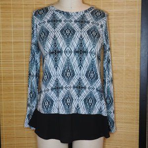 Karen Kane, Diamond Patterned, Long Sleeve Blouse, Size S